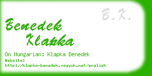 benedek klapka business card